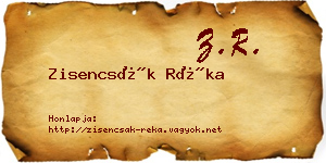 Zisencsák Réka névjegykártya
